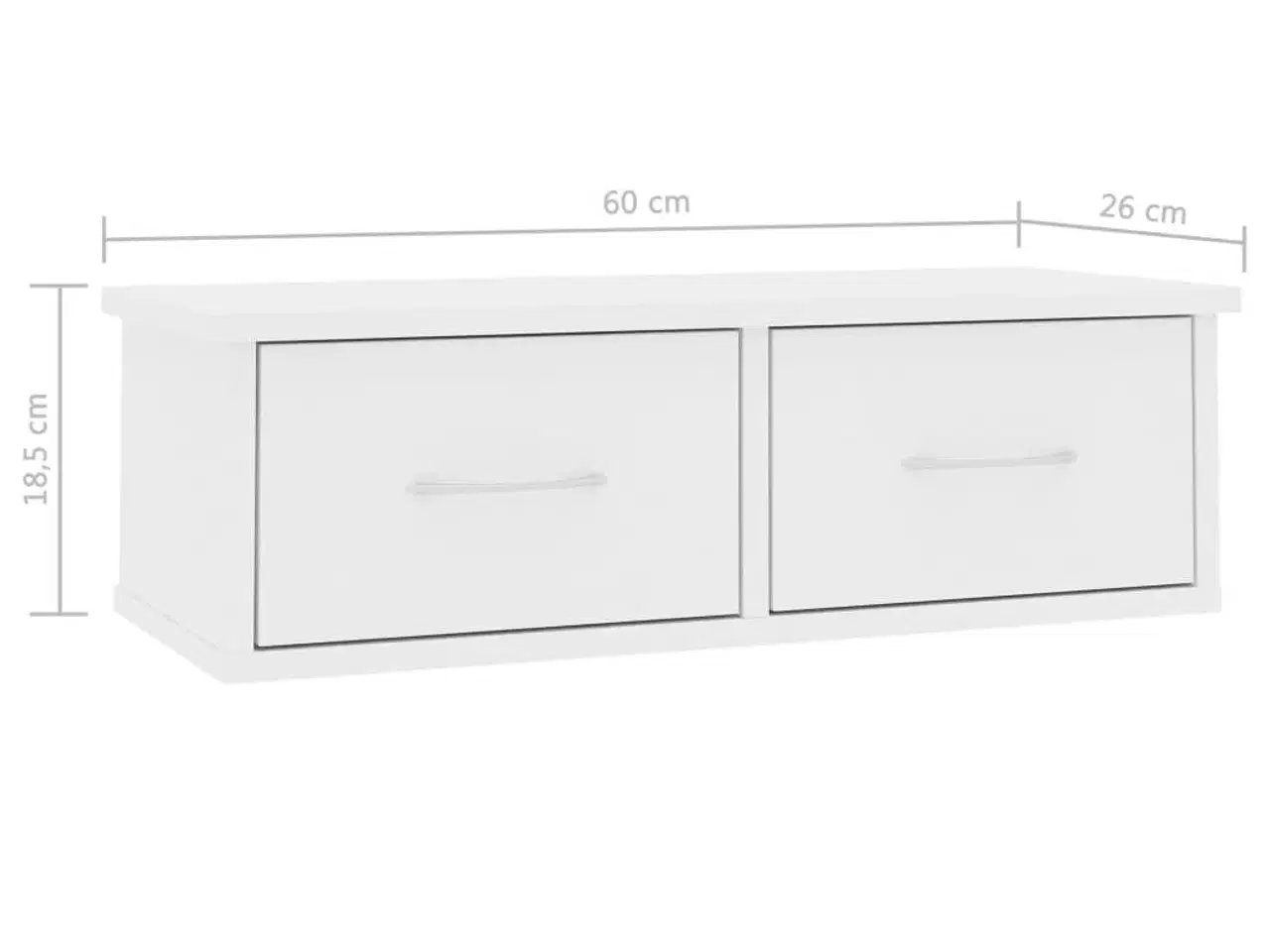 Billede 7 - Væghængt skuffe 60x26x18,5 cm konstrueret træ hvid