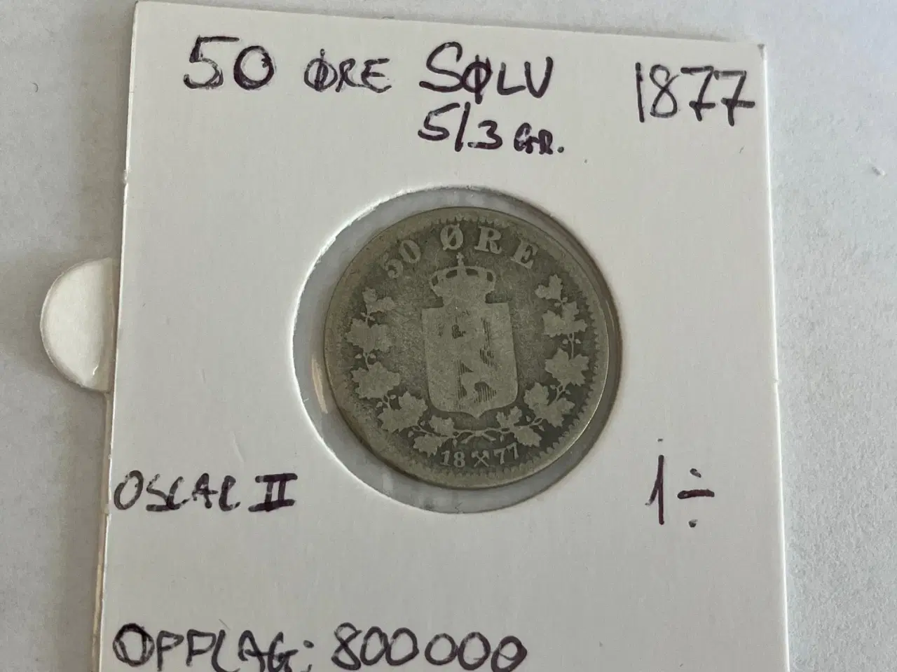 Billede 1 - 50 Øre 1877 Norge