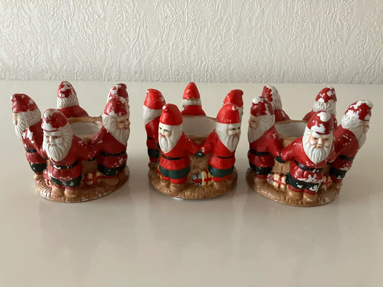 Billede 1 - 3 Jule-lysestager i keramik