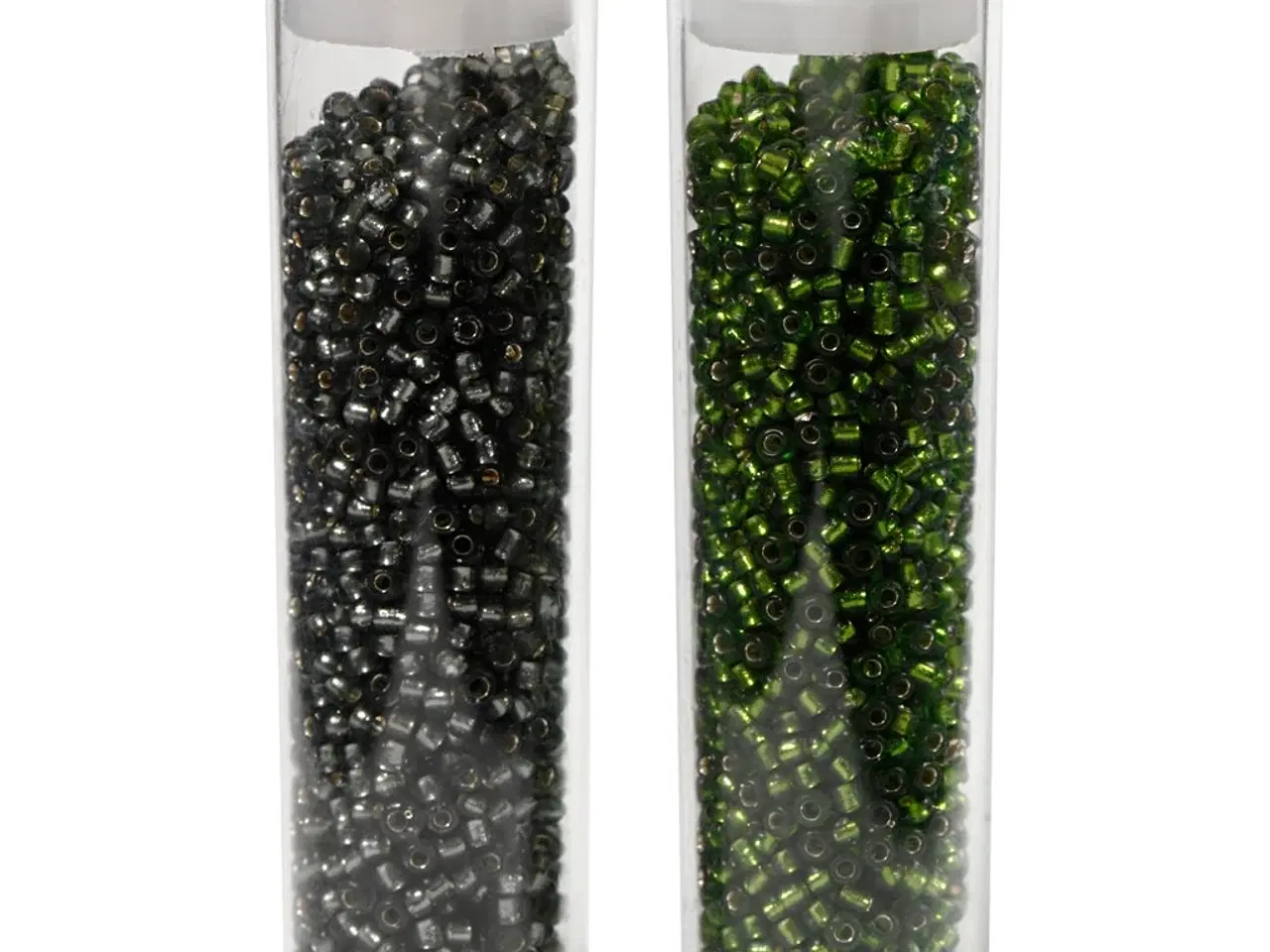 Billede 1 - Rocaiperler, diam. 1,7 mm, str. 15/0, hulstr. 0,5-0,8 mm, græsgrøn, grågrøn, 2x7g/ 1 pk.