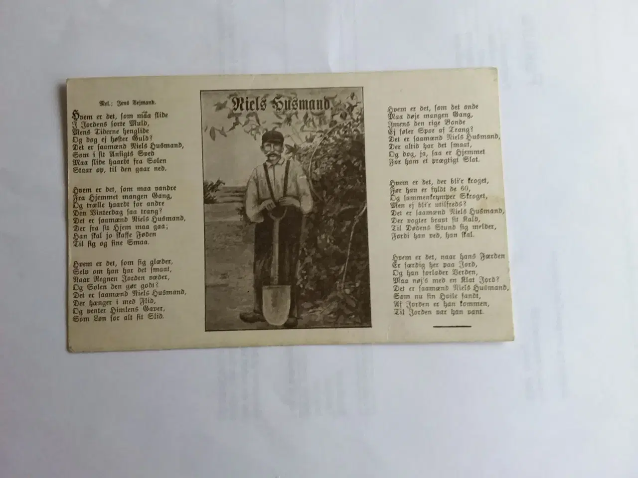 Billede 1 - Gammelt postkort med sangtekst