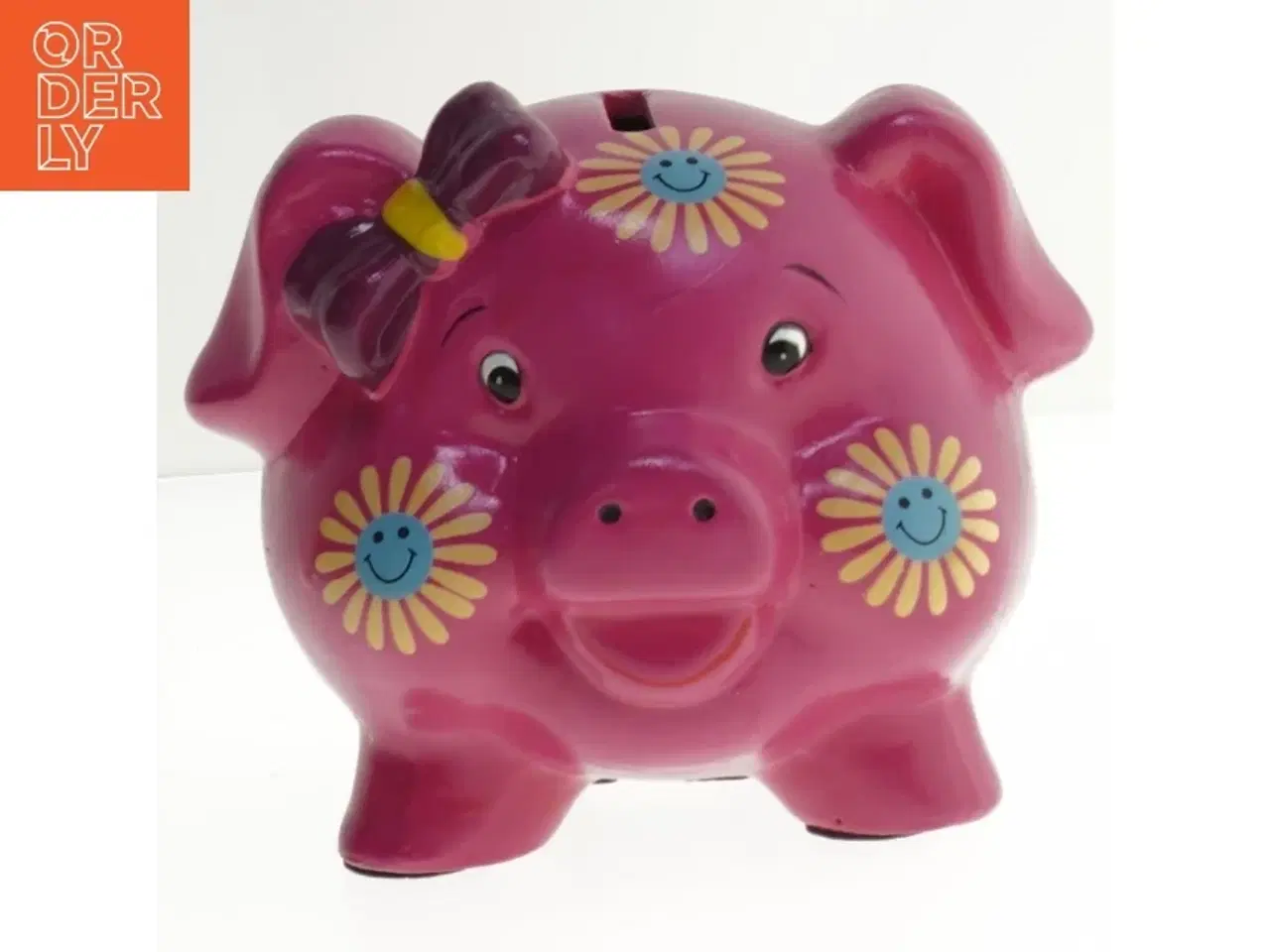 Billede 2 - Lyserød sparegris med blomster (str. 14 cm)