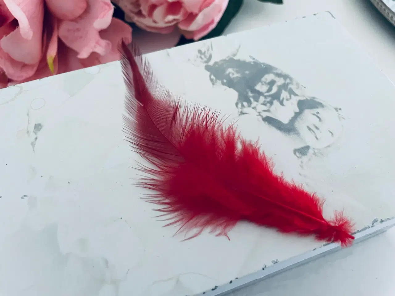Billede 5 - Fjer i røde og mørke nuancer 10 stk.