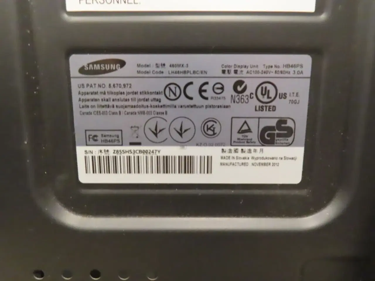 Billede 3 - Professinel skærm SAMSUNG 46" 460MX-3