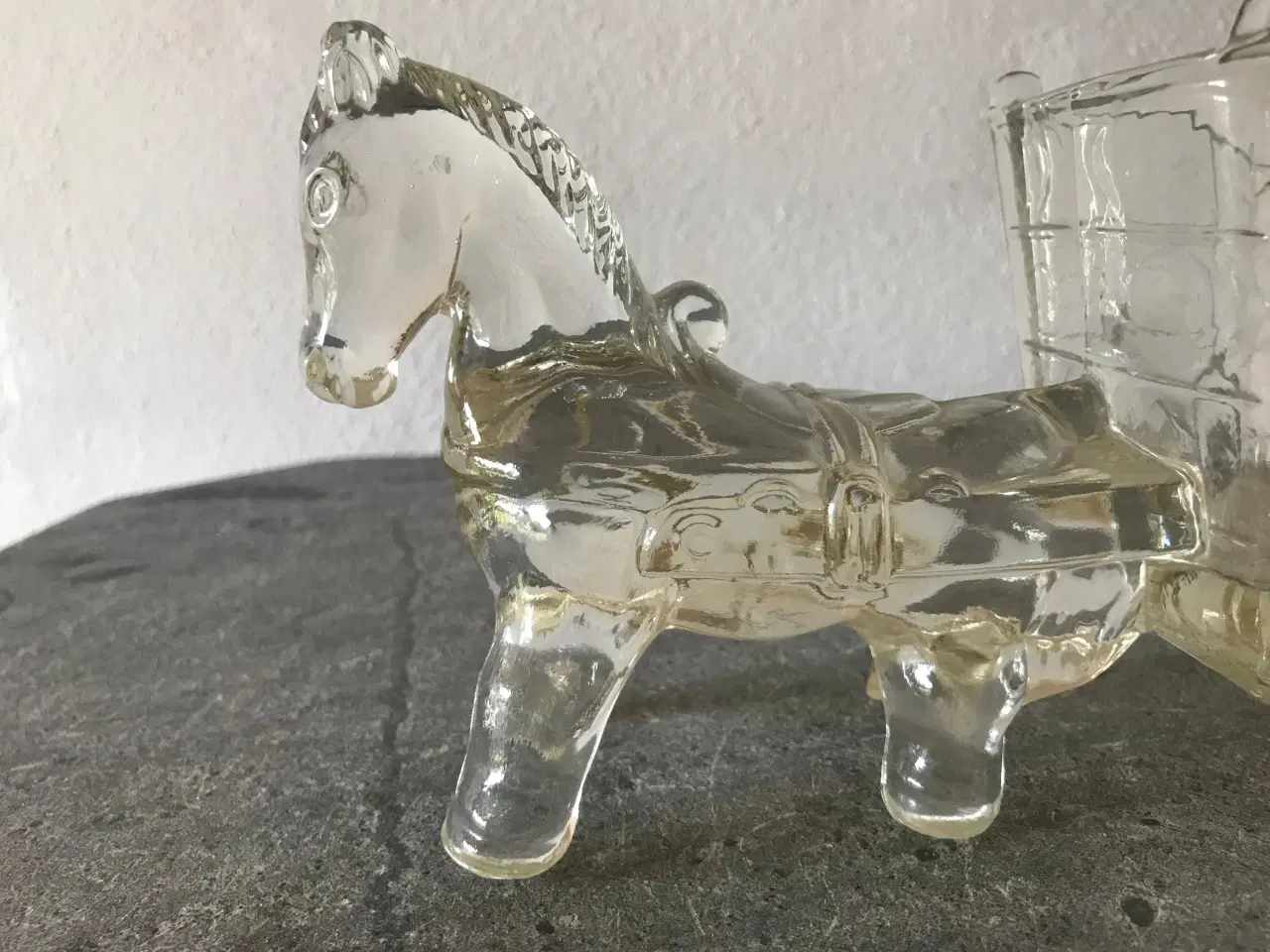 Billede 3 - Vintage glasskål / glas-hest med vogn