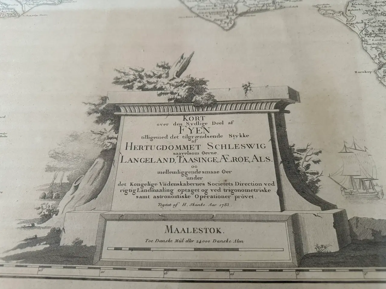 Billede 2 - Gammelt landkort i flot guldfarvet ramme