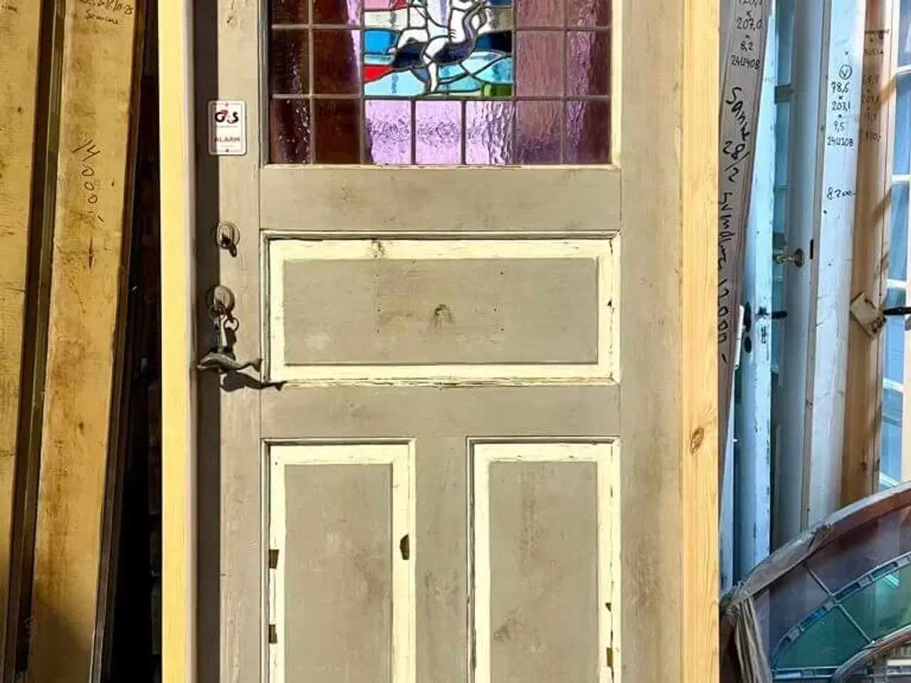 Billede 1 - Original hoveddør m. blyindfattet rude