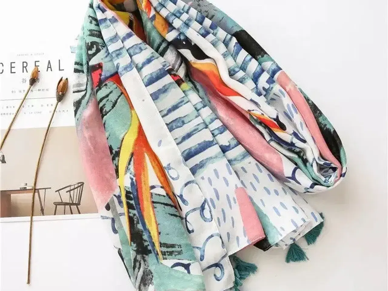 Billede 6 - Devora lækkert multifarvet tørklæde med kvaster
