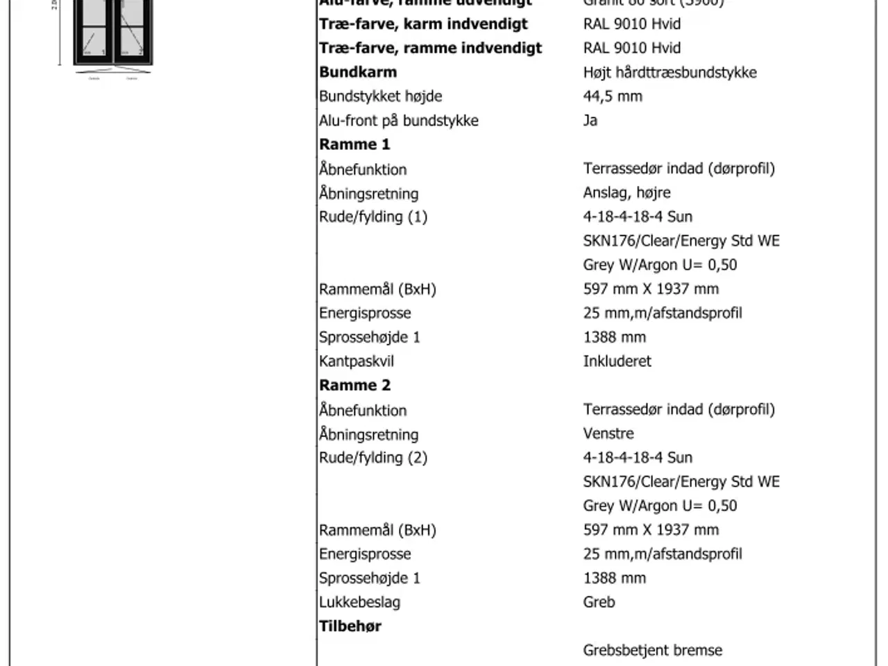 Billede 2 - Velfac Ribo Classic alu 2 Terrassedør