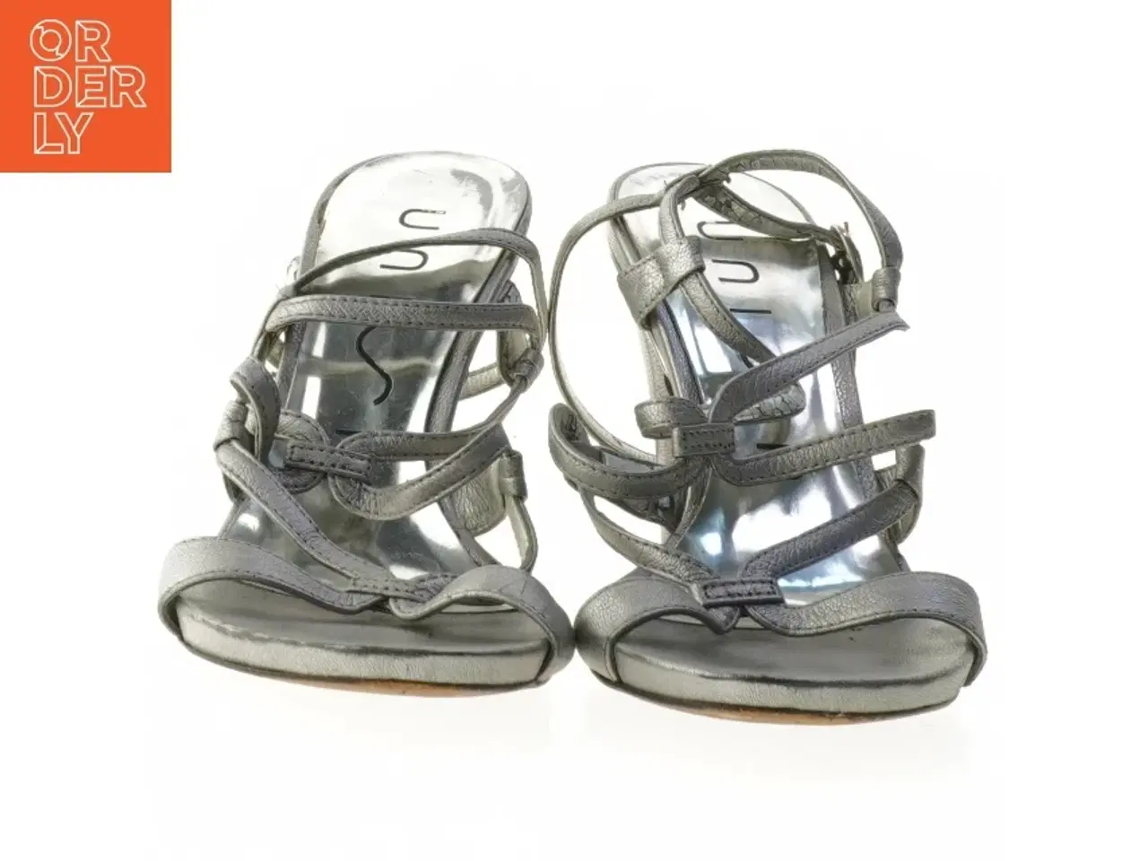 Billede 3 - Unisa skind sølv sandaler med hæl (str. 39 )