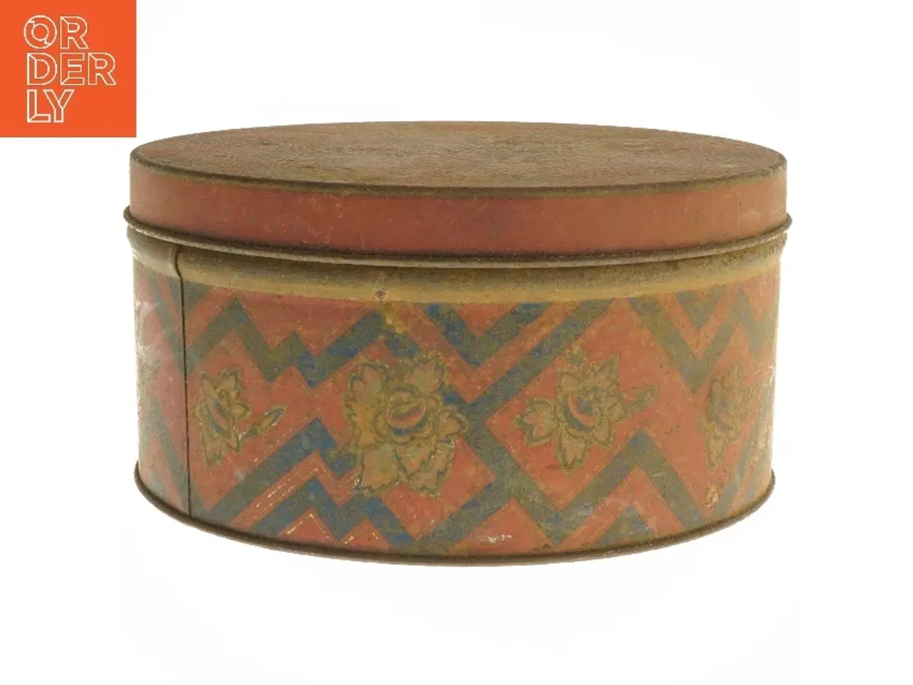 Billede 2 - Vintage rund kagedåse med blomstermønster (str. Ø 25x13 cm)