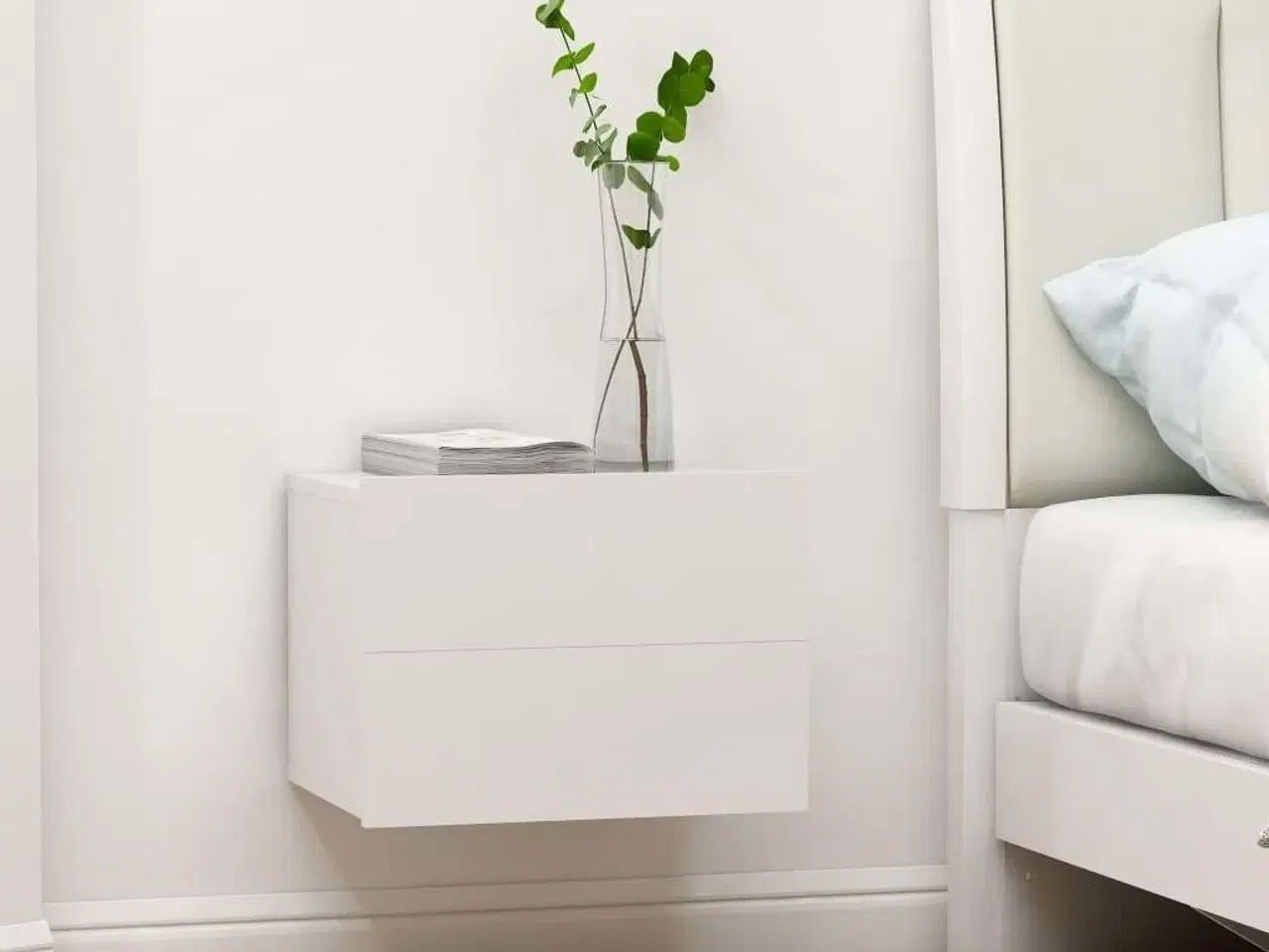 Billede 1 - Sengeborde 2 stk. 40x30x30 cm konstrueret træ hvid