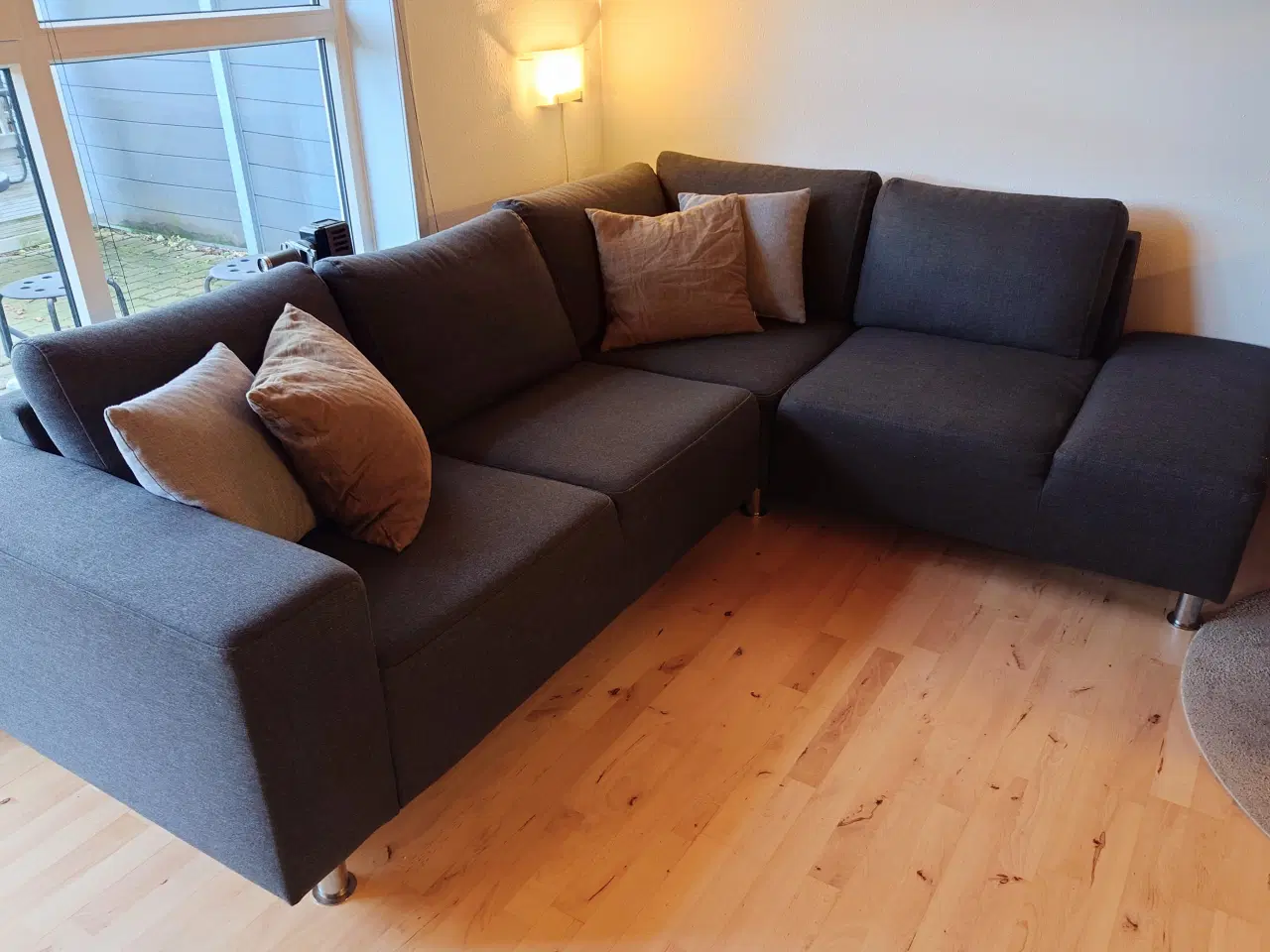 Billede 1 - Mørke grå chaiselong sofa