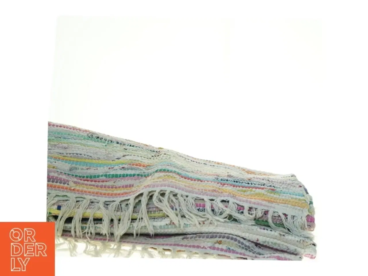 Billede 3 - Multifarvet vævet kludetæppe (str. 140 x 200 cm)
