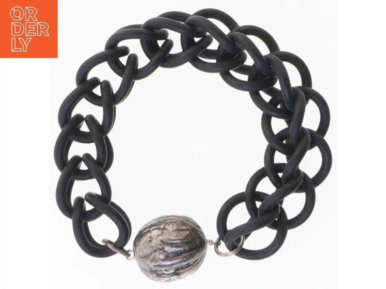 Billede 2 - Sort armbånd med metalperle (str. Ø 6 cm)