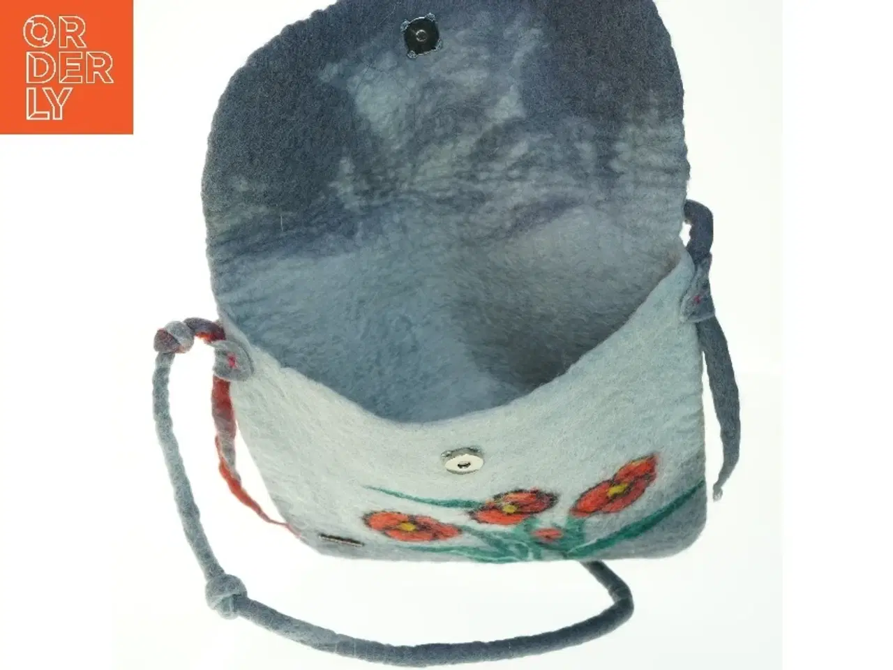 Billede 3 - Filtet og håndlavet skuldertaske i uld (str. 28x26 cm)