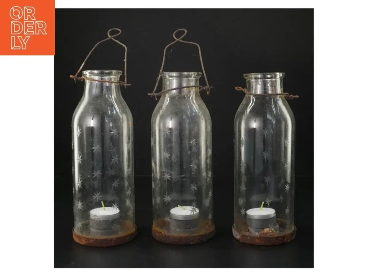 Billede 1 - Glas lygter med fyrfadslys (str. H. 21,5 cm)