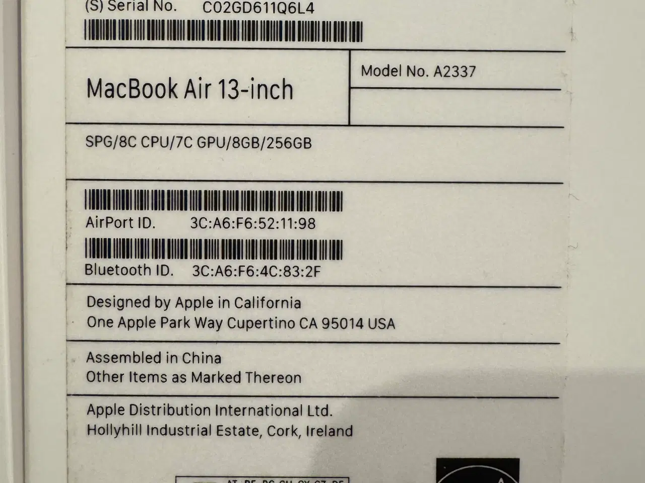 Billede 1 - MacBook Air M1, 13” (2020) – Defekt skærm