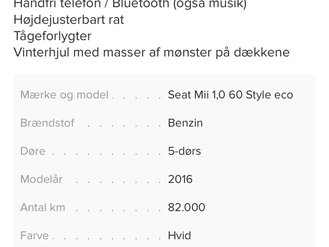 Billede 9 - Seat mii 1,0 60 eco style