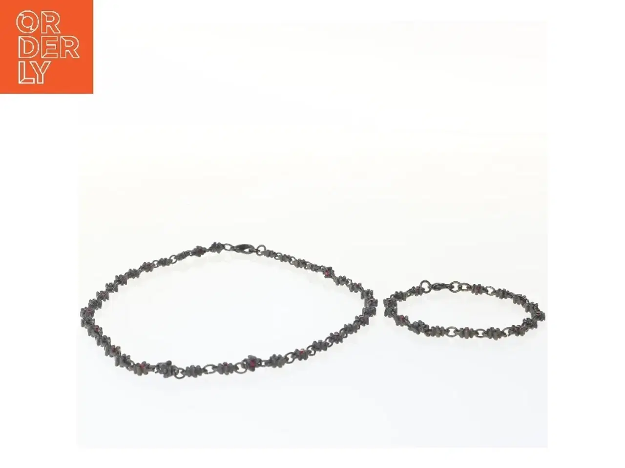 Billede 5 - Smykkesæt med rød sten (str. 19 og 43 cm)