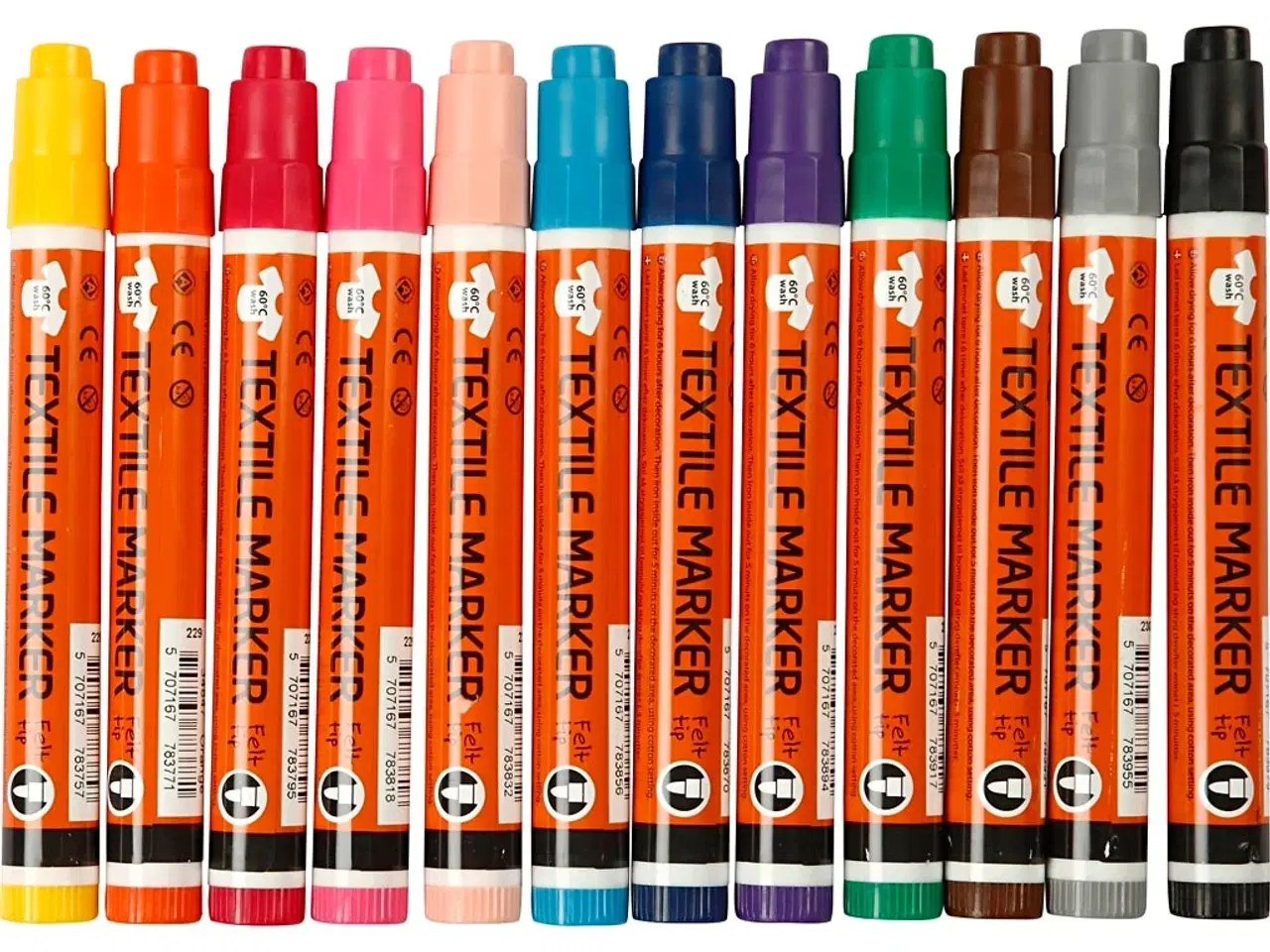 Billede 1 - Tekstiltusch, streg 2-4 mm, ass. farver, 12 stk./ 1 pk.