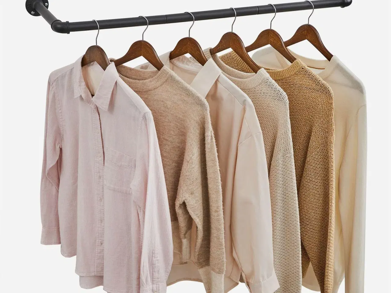 Billede 3 - Tøjstang væghængt sæt af 2, industrielt rørdesign, pladsbesparende, 92 × 30 × 7,5 cm, sort