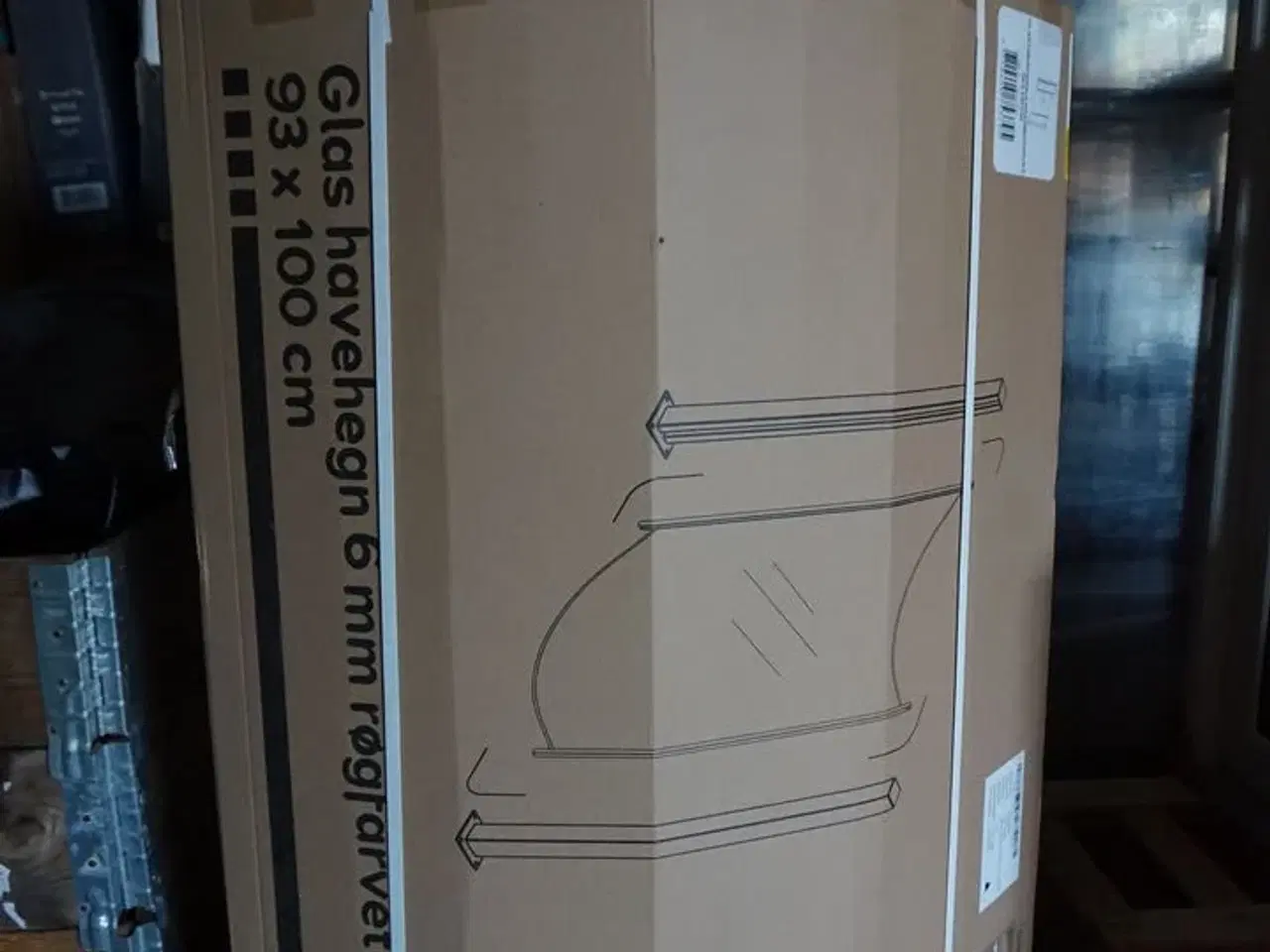 Billede 2 - 2 stk Buede Nordic Glashavehegn Røgfarvet 93x100 cm