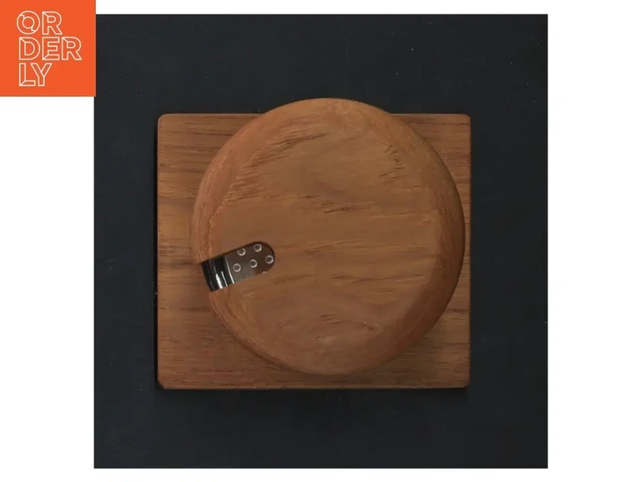 Billede 3 - Vintage rund plastbeholder med teak bund og låg (str. 7 cm)