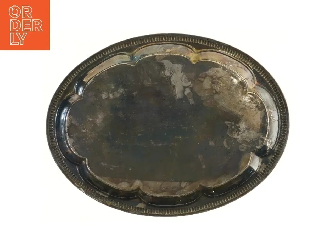 Billede 3 - Antikt metalfade med indgraverede mønstre (str. 36x27 cm)