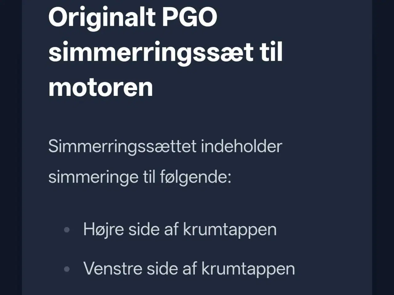 Billede 4 - PGO Hot 50 / Dr.Big. Nyt Originalt Simmerringe Sæt