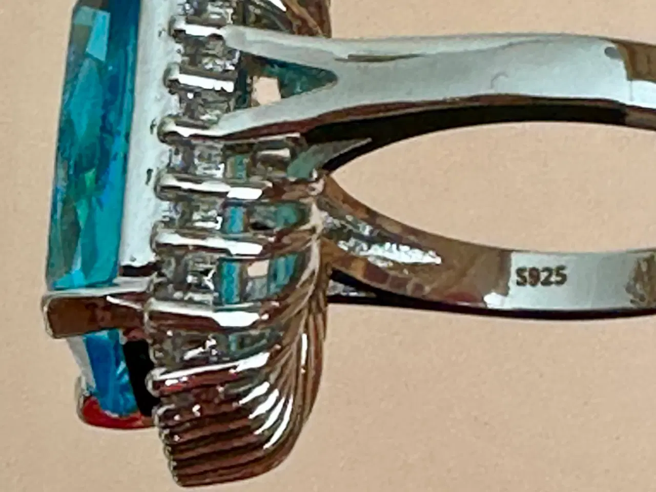 Billede 4 - Luksuriøs ny sølvring med stor akvamarin
