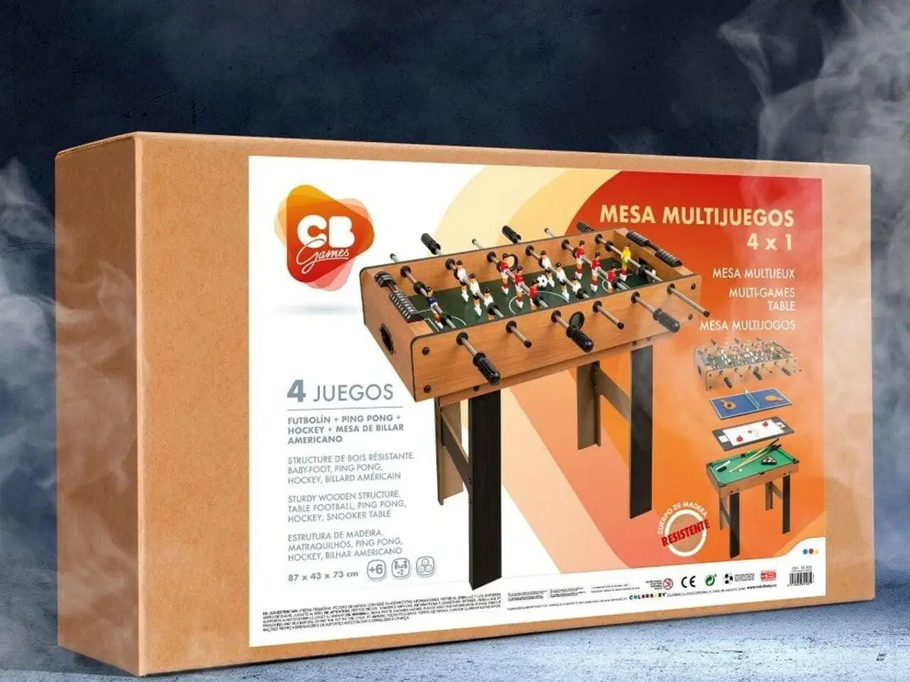 Billede 2 - Multi-spil bord 4-i-1 - bordfodbold, ping pong, hockey og billard (87 × 73 × 43 cm)