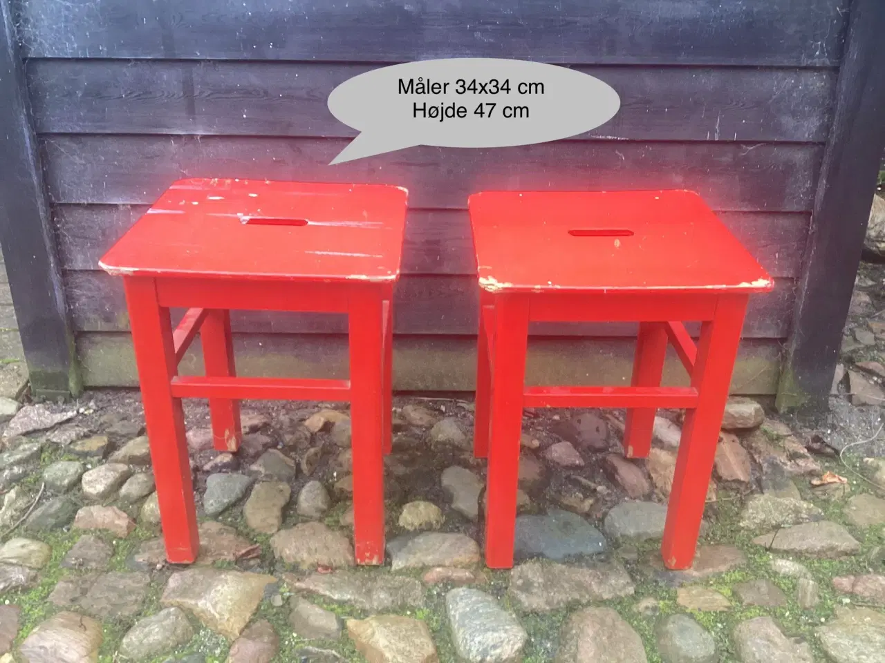 Billede 1 - Røde taburetter med bærehul