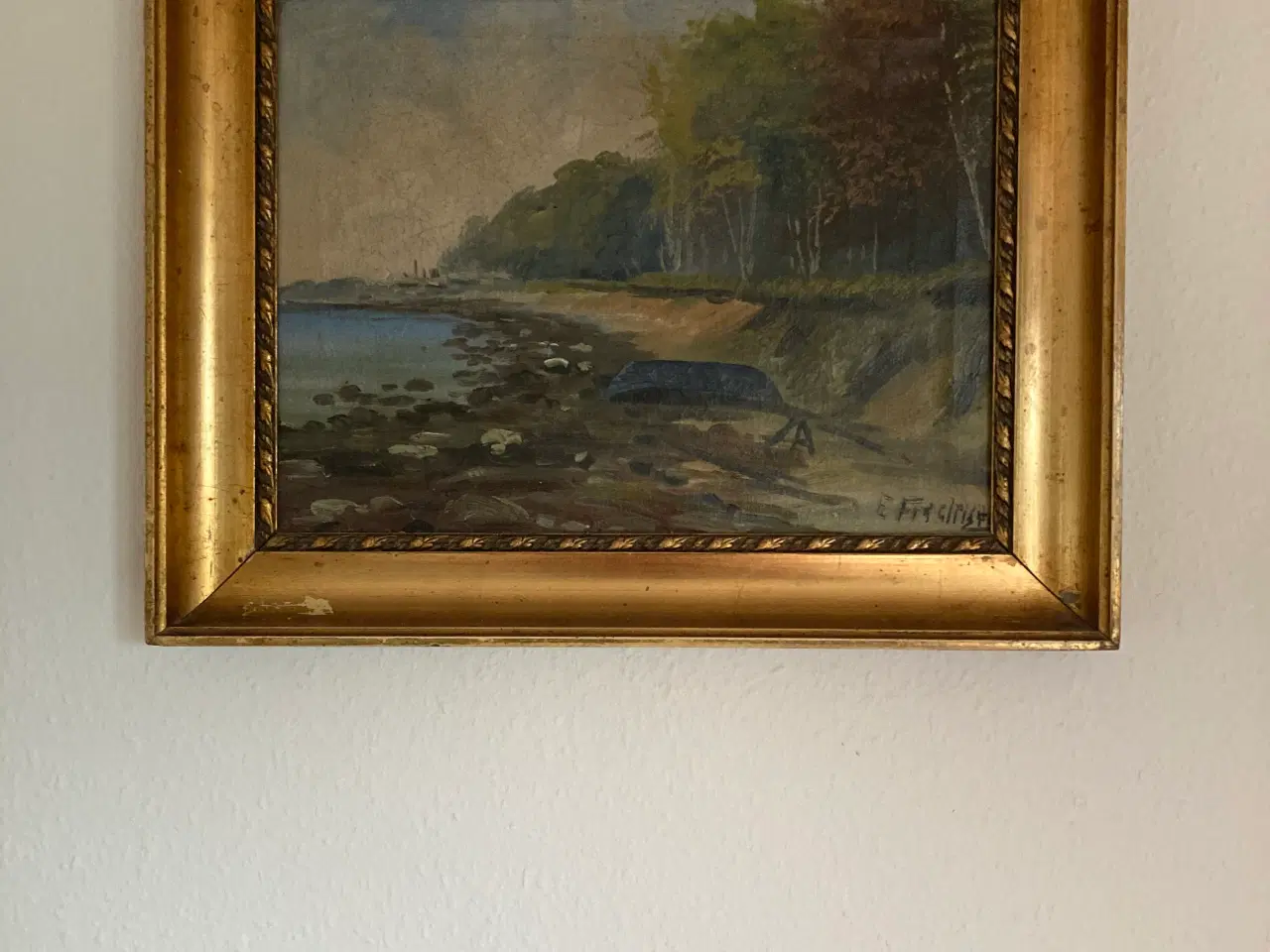 Billede 2 - Maleri af robåd på strand