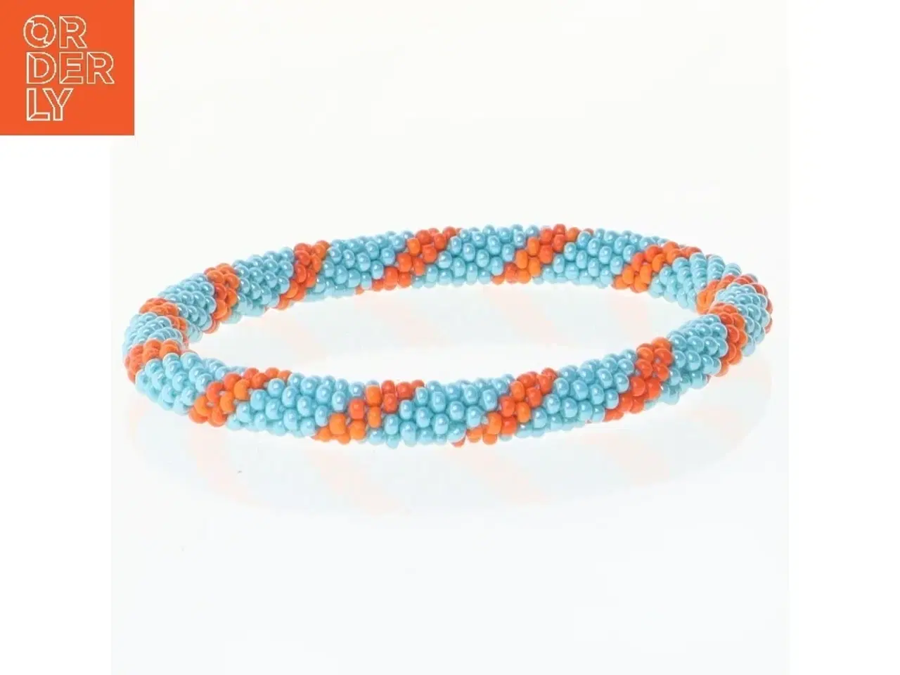 Billede 1 - Perlearmbånd i blå og orange (str. Ø 6 cm)