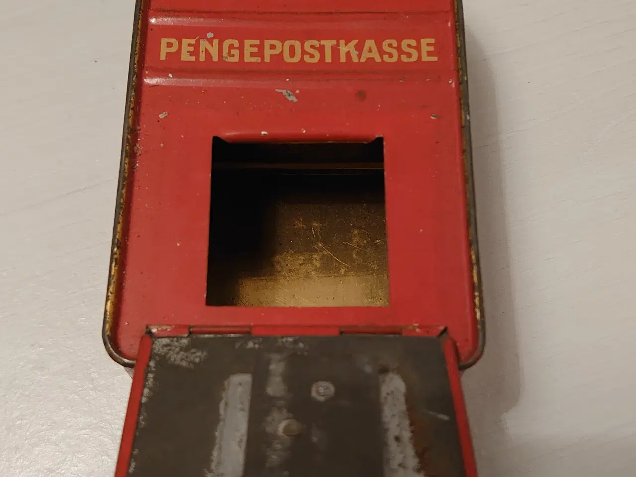 Billede 4 - Bliksparebøsse/pengepostkasse. ca 1930 m. nøgle