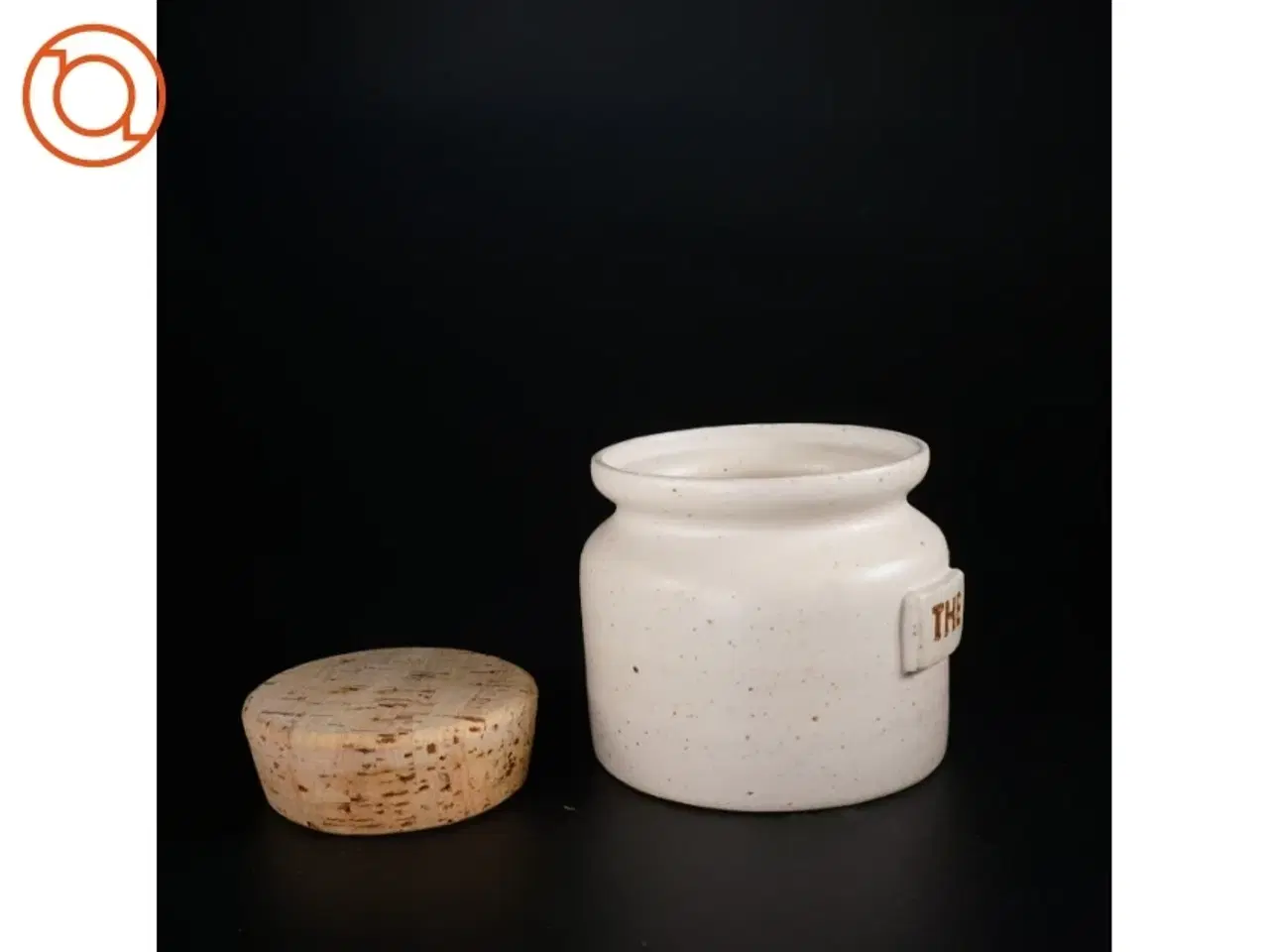 Billede 2 - Keramik tekrukke med korklåg (str. 10 x 11 cm)
