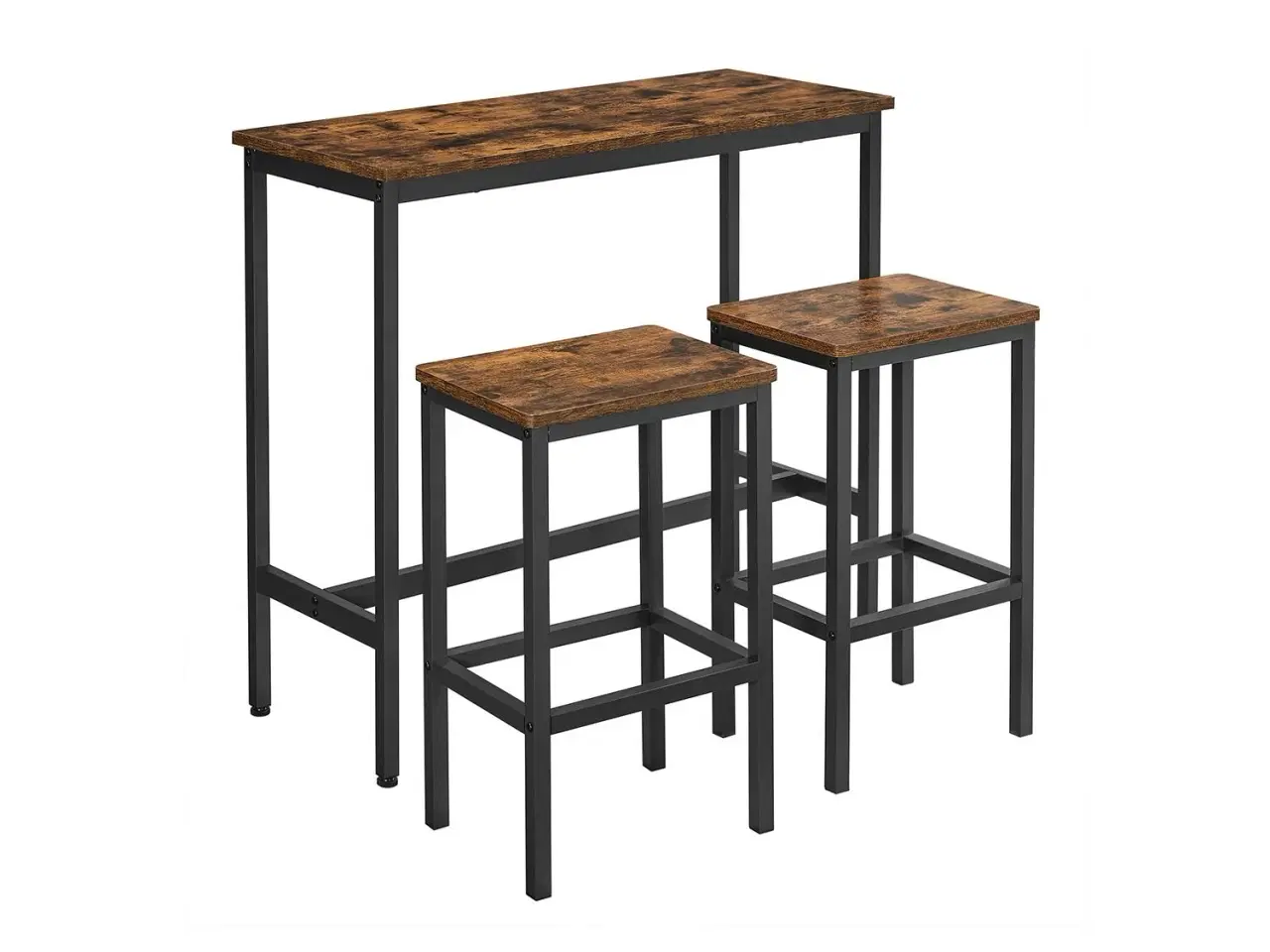 Billede 1 - Barsæt højt spisebord med 2 barstole, rustik brun/sort