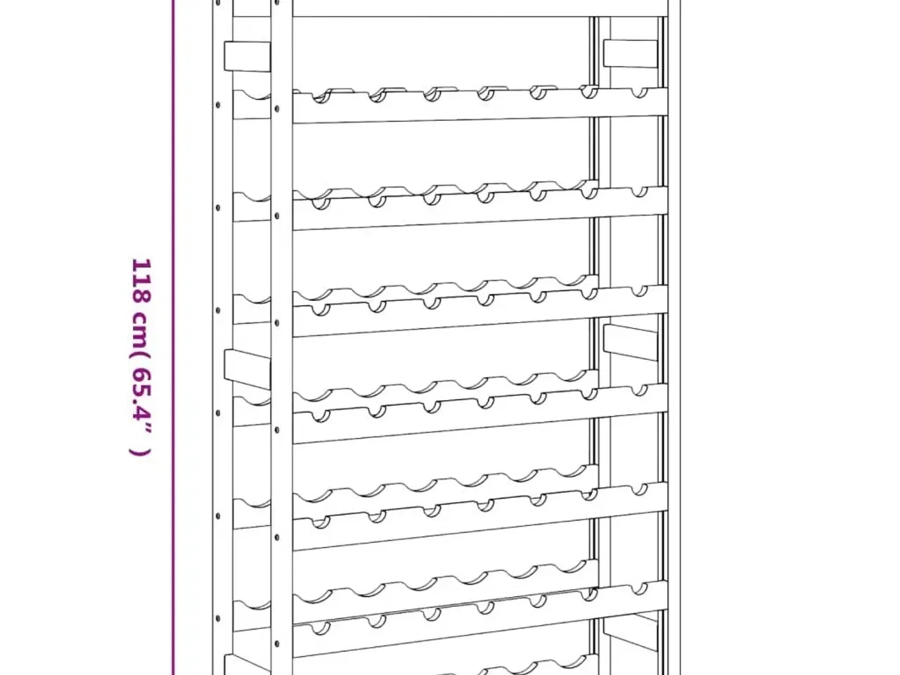 Billede 7 - Vinreol til 56 flasker massivt fyrretræ brun
