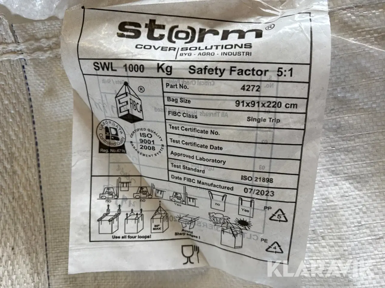 Billede 4 - Big bag sække Storm 5 paller med 240 styk på hver.