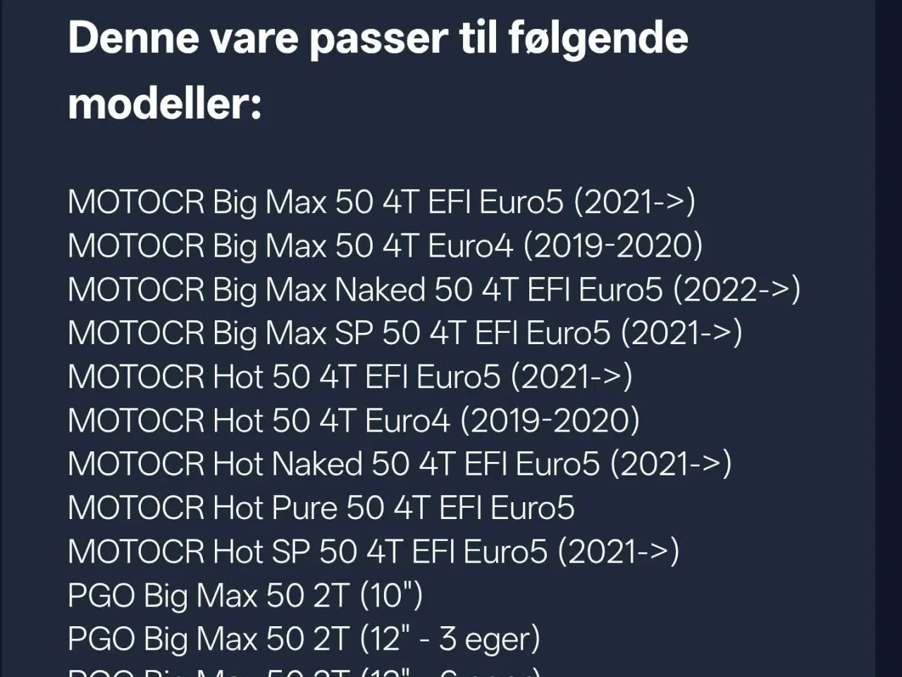 Billede 5 - PGO Hot 50 / Big Max. Nyt Originalt Trinbræt