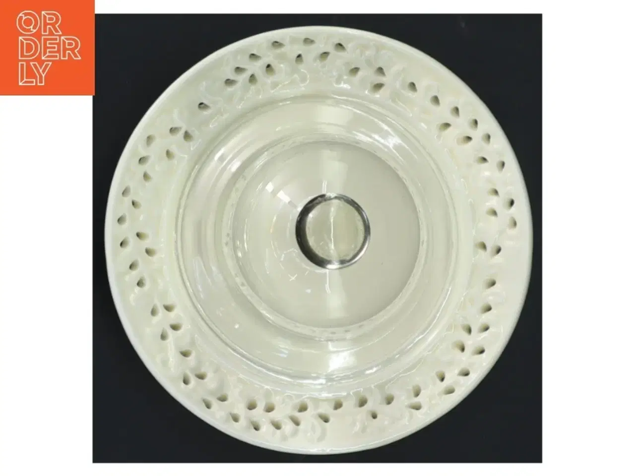 Billede 2 - Glasklokke med porcelænsbase (str. 21x15 cm)