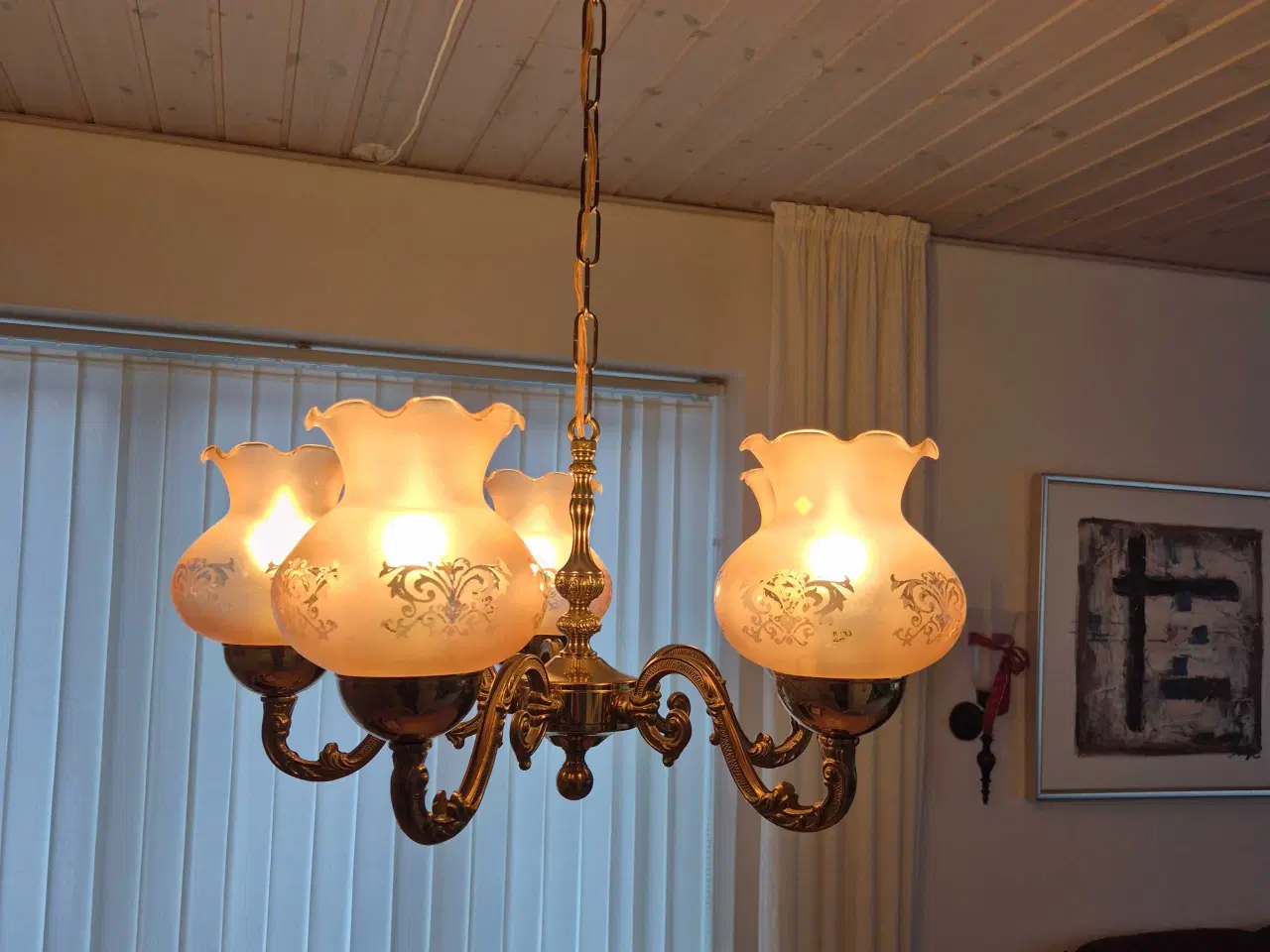 Billede 1 - Loftlampe messing 