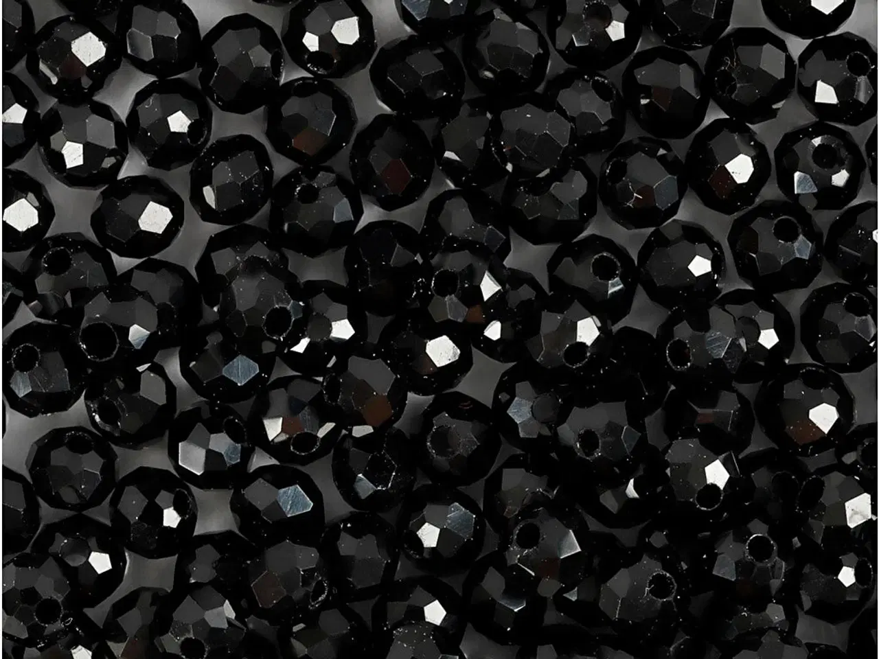 Billede 1 - Facetperler, str. 3x4 mm, hulstr. 0,8 mm, sort metallic, 100stk./ 1 pk.
