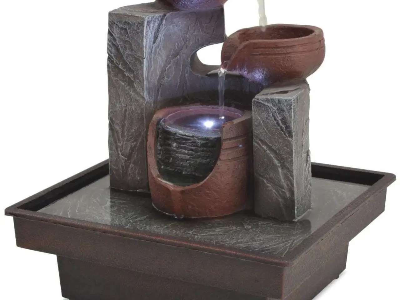 Billede 1 - Indendørs fontæne med LED-lys polyresin