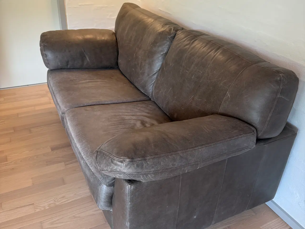 Billede 1 - Brun lædersofa 