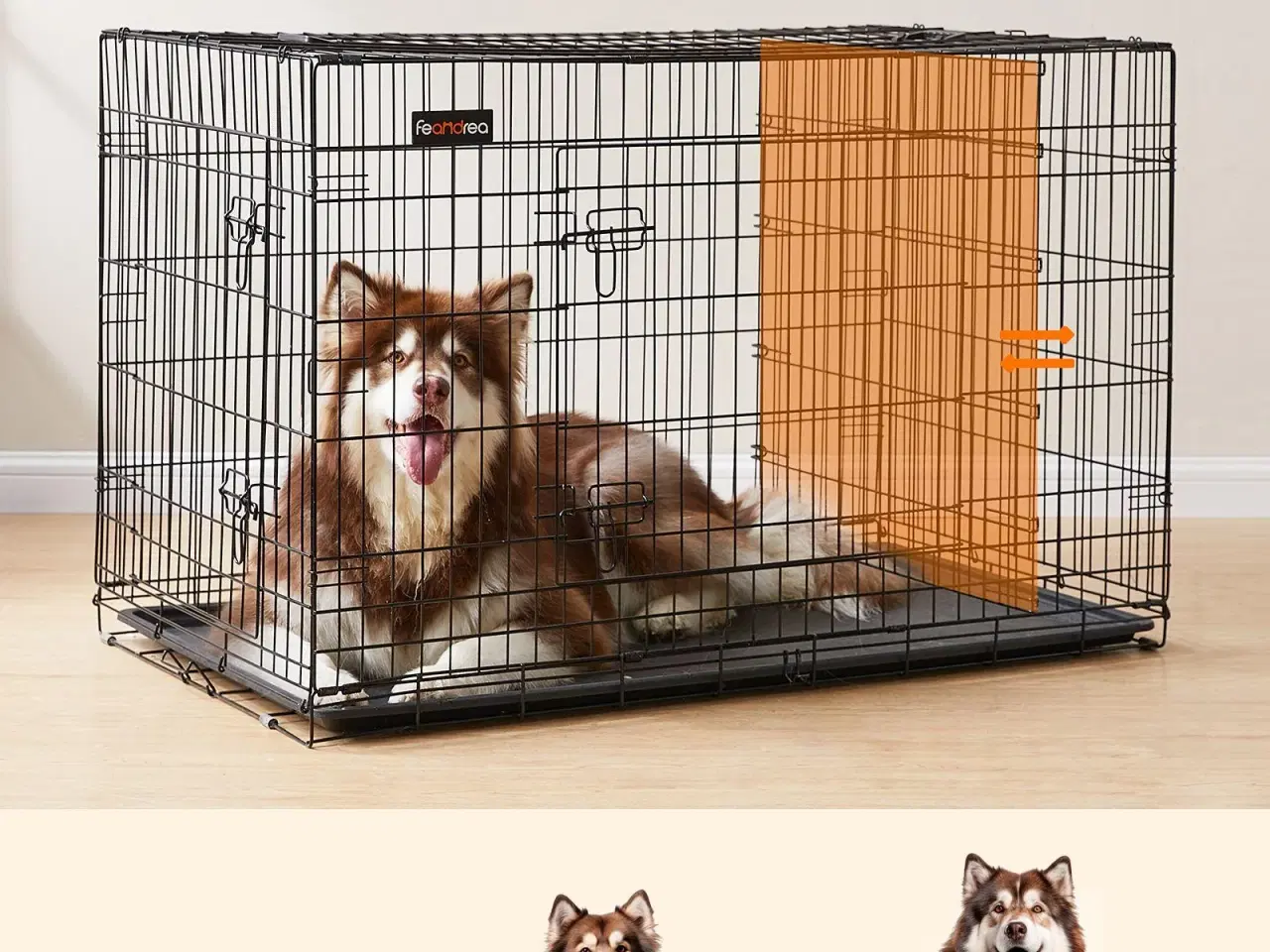 Billede 4 - Hundebur med 2 døre FEANDREA, 122 × 74,5 × 80,5 cm, sort