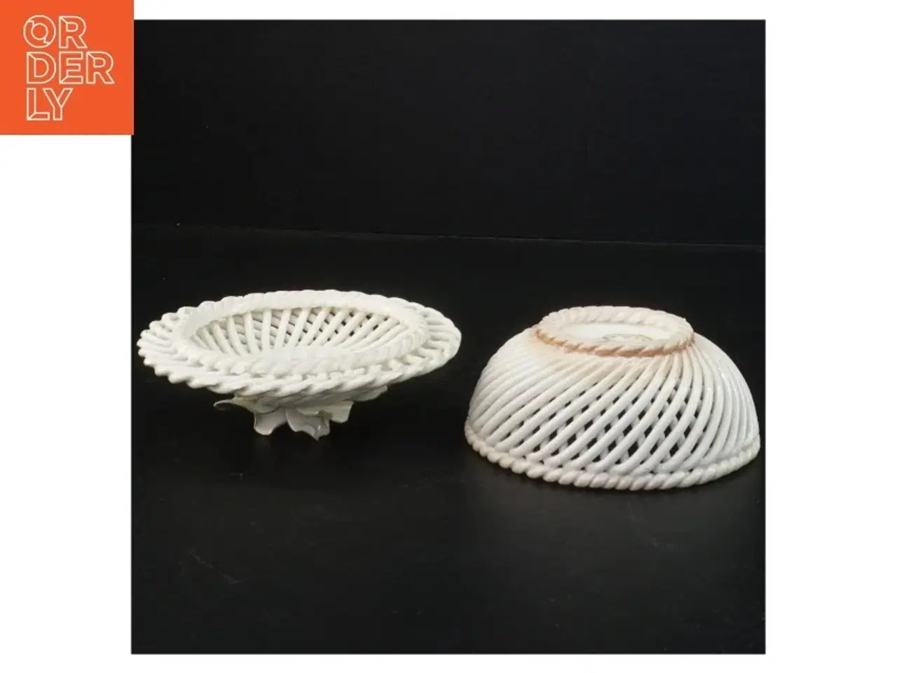 Billede 4 - Flettet porcelænskurv med rosenmotiv