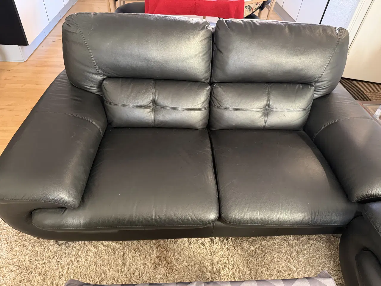 Billede 2 - Lædersofaer, sæt, sorte, i meget fin stand