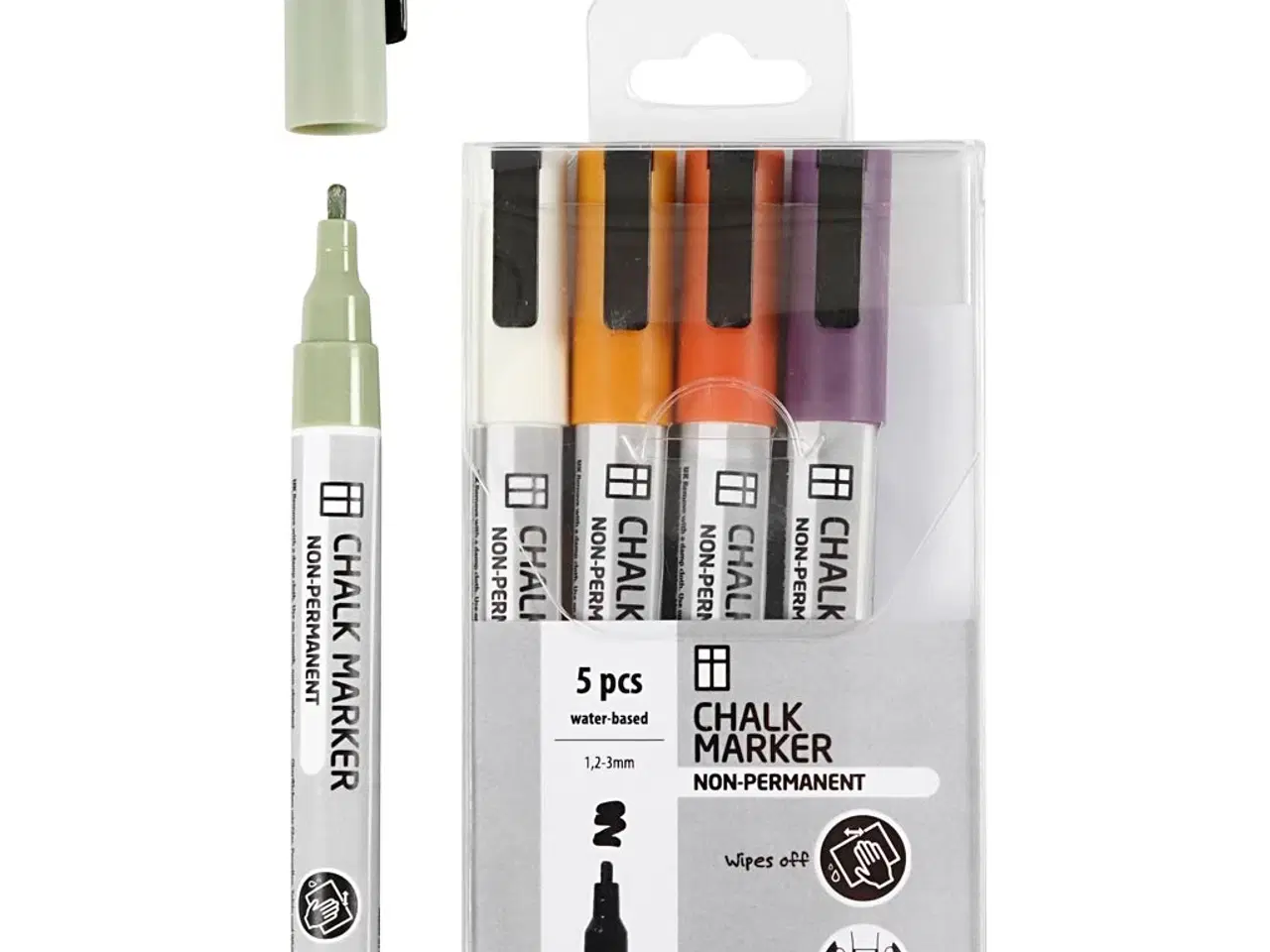 Billede 1 - Kridttusch, streg 1,2-3 mm, douche farver, 5stk./ 1 pk.